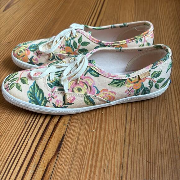 Keds Floral Canvas Sneakers - Cream and Green - Picture 1 of 7